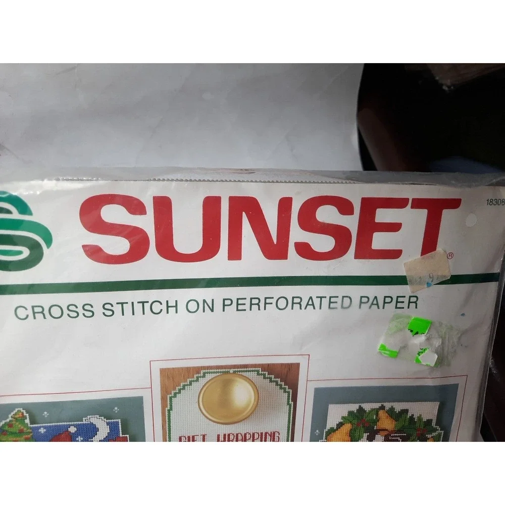 Sunset Christmas Sign and Switchplate Covers 18308 Cross Stitch Kit Vtg 1990